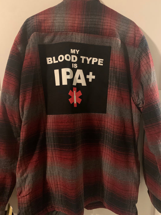 Men's New Flannel Jacket- My Blood Type is IPA+