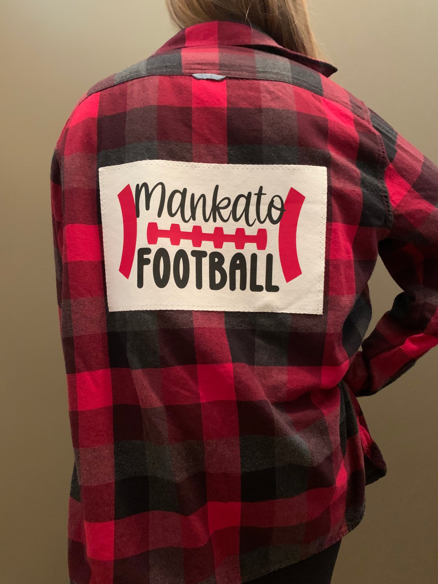 Vintage Flannel - Mankato Football Red and Black