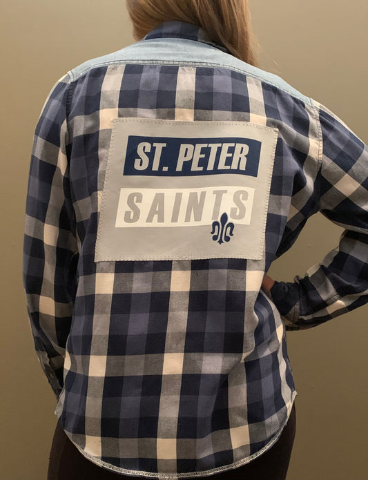 Vintage Flannel - Saint Peter Saints Blue Check