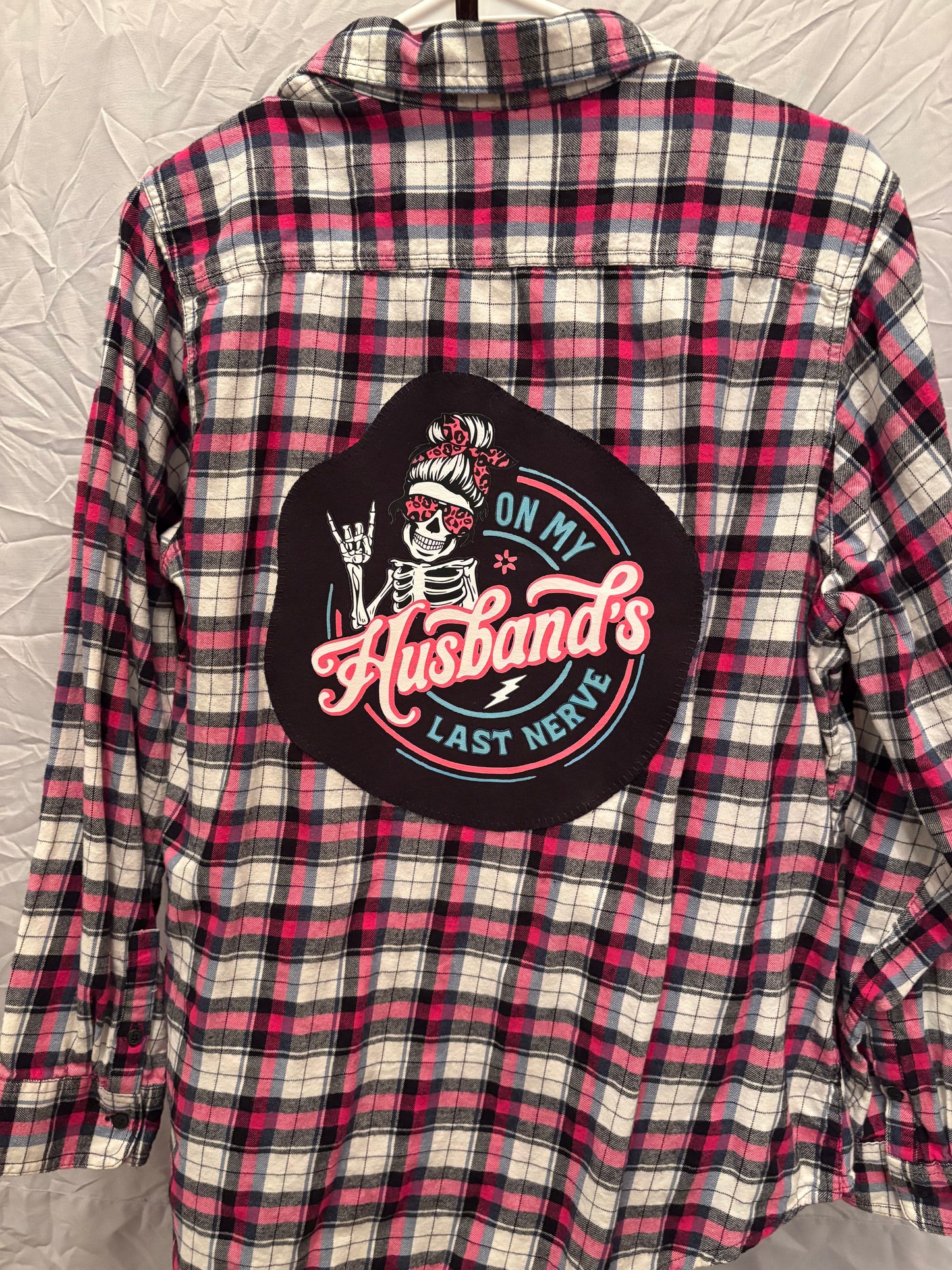 On my husband's last nerve flannel pink XL