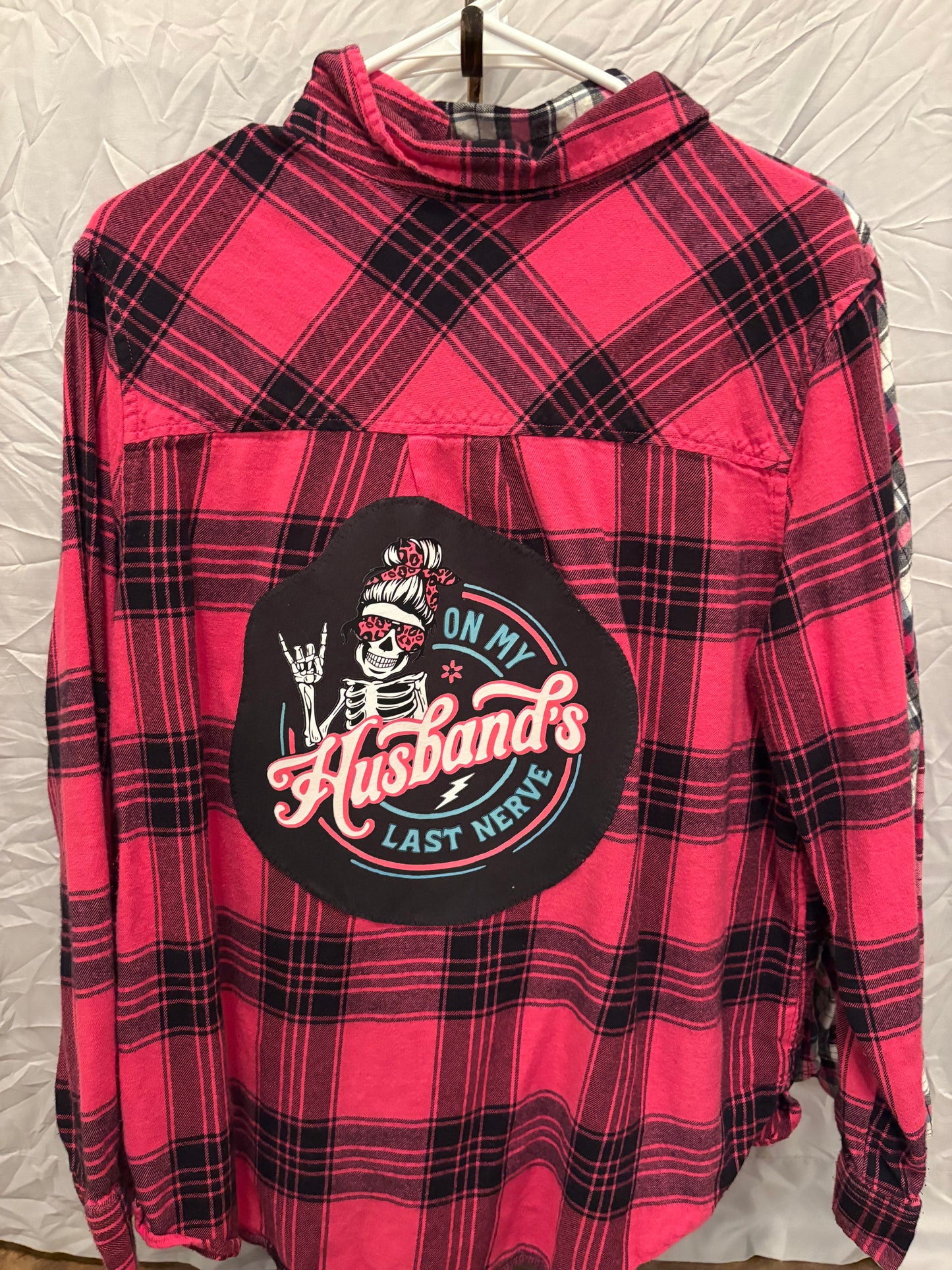 On my husband's last nerve flannel pink XL