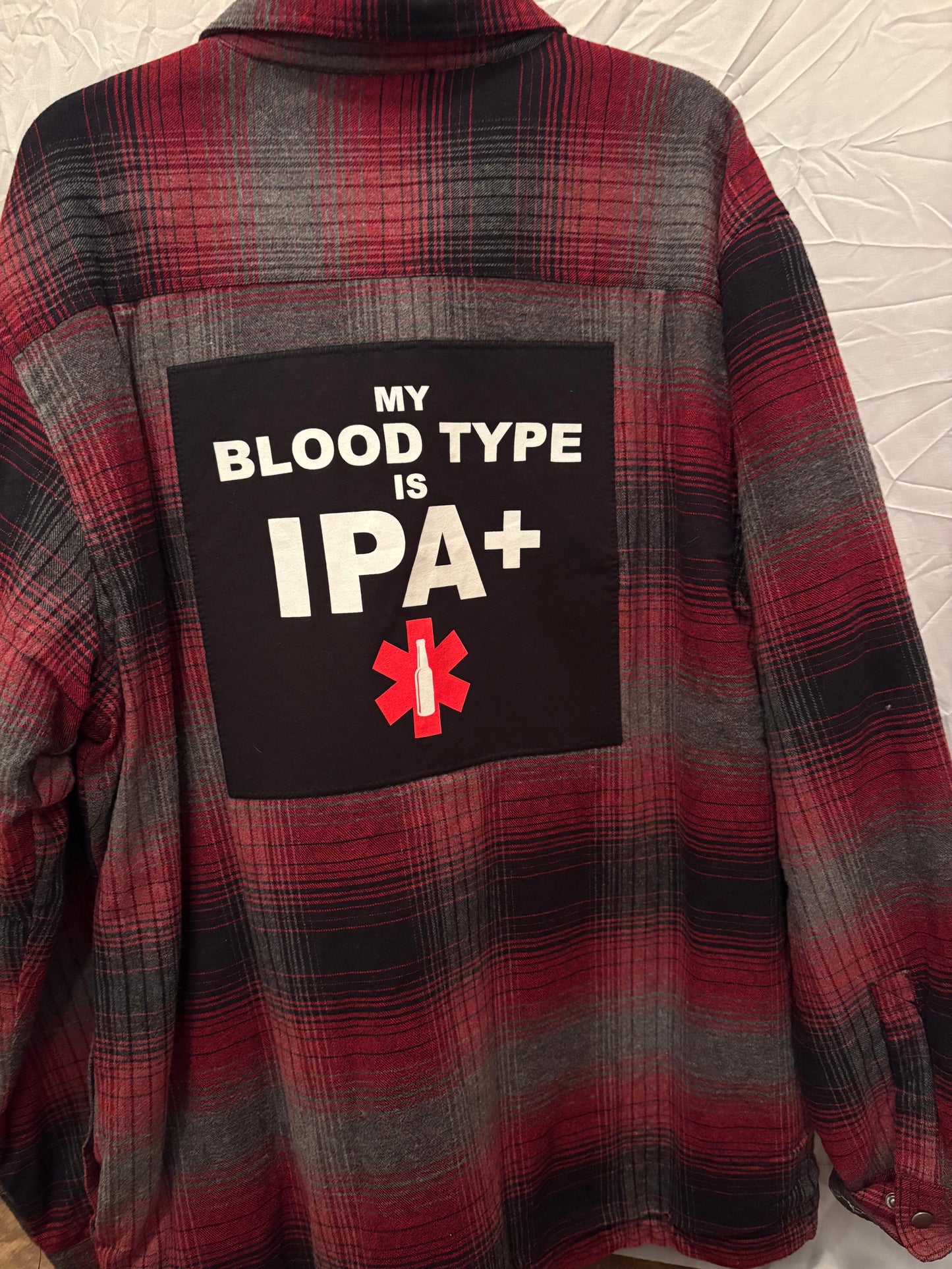 My Blood Type is IPA Flannel shacket large