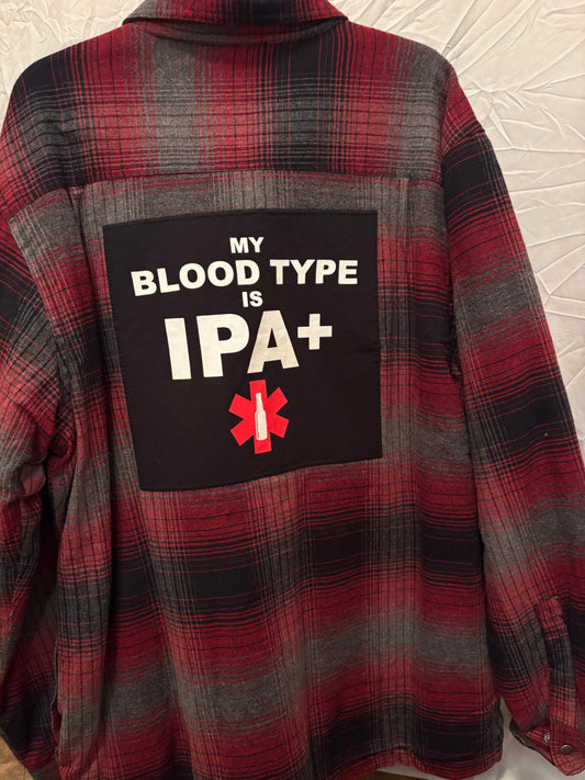 My Blood Type is IPA Flannel shacket large