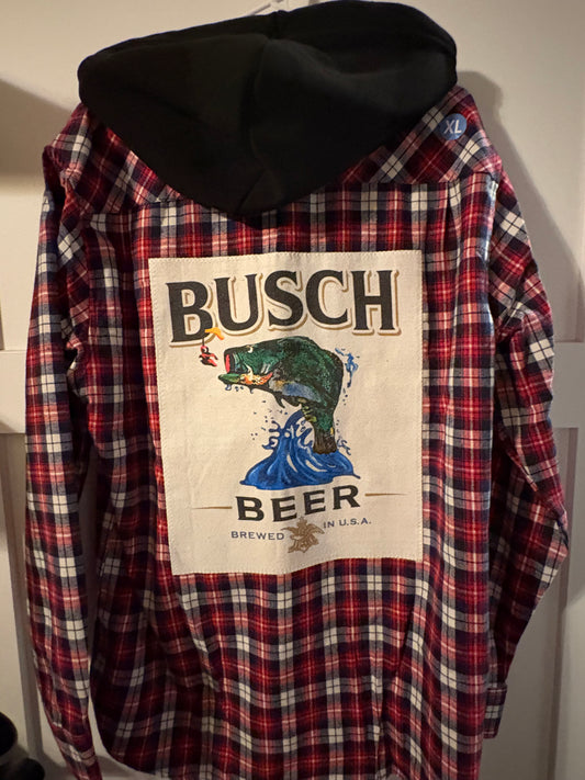Busch fish flannel hoodie XL