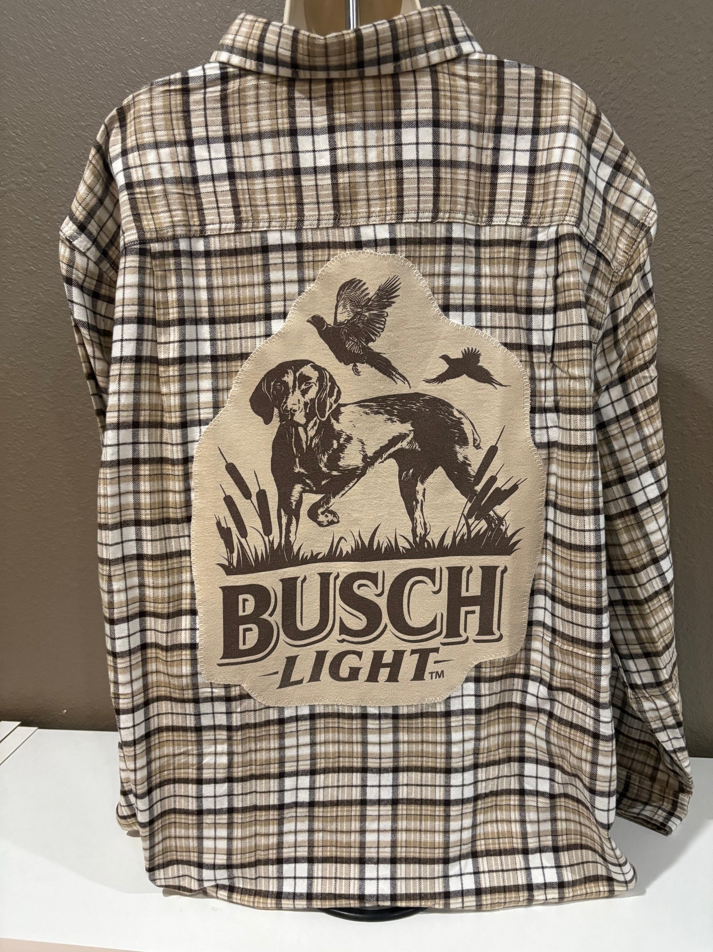Busch light dog Flannel tan 2X