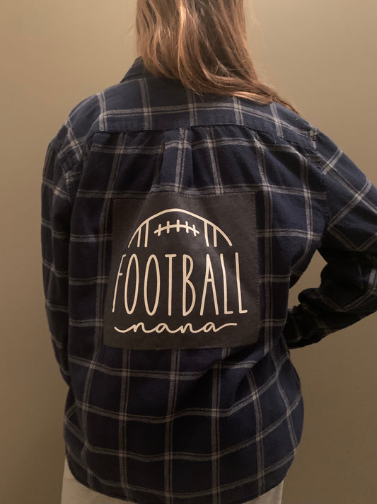 Women's vintage Flannel - Football Nana Blue Grey