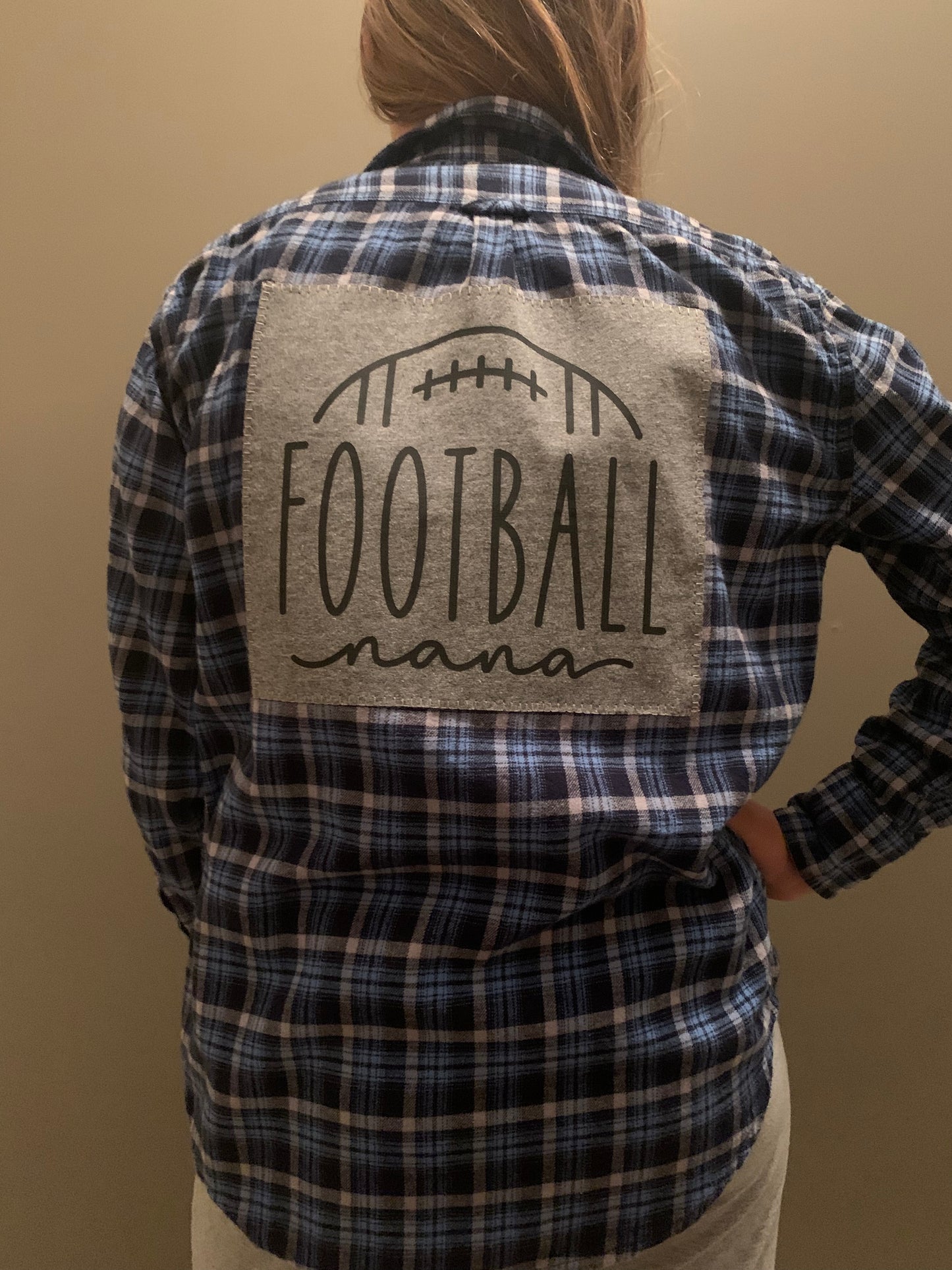 Women's vintage Flannel - Football Nana Blue and Grey