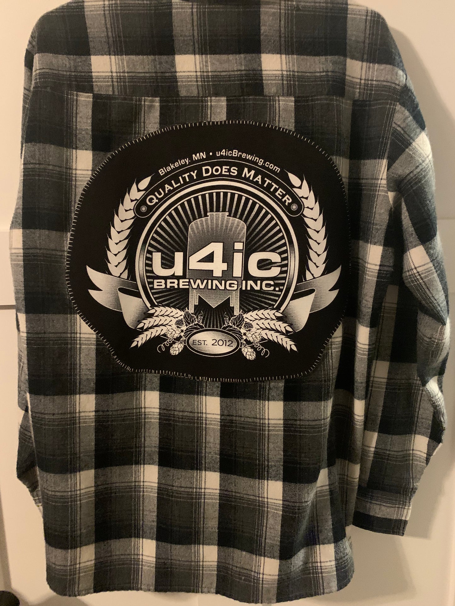 Men's Flannel Jacket - U4IC Brewing on Black and White