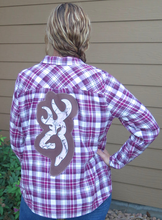 Women's Vintage Flannel - Pink Browning