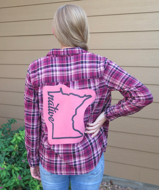 Women's Vintage Flannel - MN Native on Pink